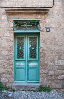 Traditional door on the Mediterranean Greek island of Rhodes