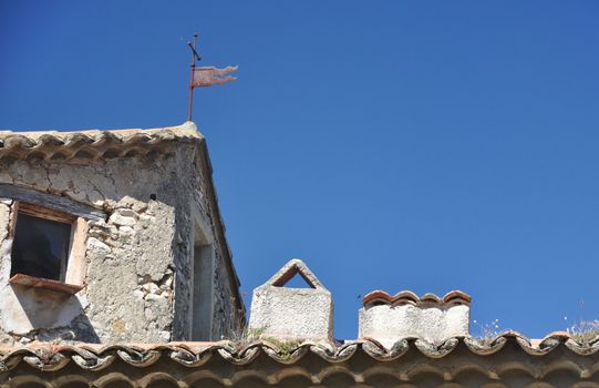 Roof top in the ( Haute-Ville)  medieval city at Vaison La Romain, in the Vancluse, Provence, France.
