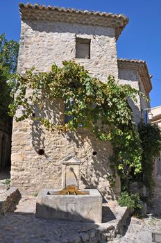 A small square in the old medieval village of Vaison-la-Romaine, in Provence, France. (taken in the Haute Ville)