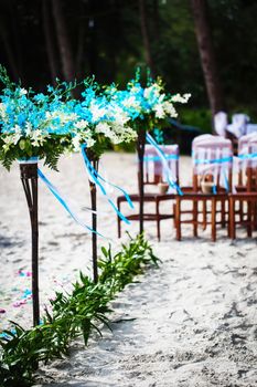 Decorations for wedding ceremony on the beach in Thailand