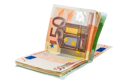 Euro banknotes isolated on white background with clipping path