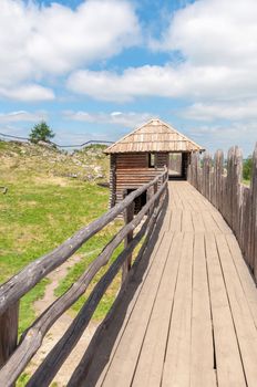 Fortifications in old settlement on Birow mountain near Ogrodzieniec in Poland