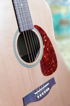 Steel Strings Acoustic Guitar Closeup