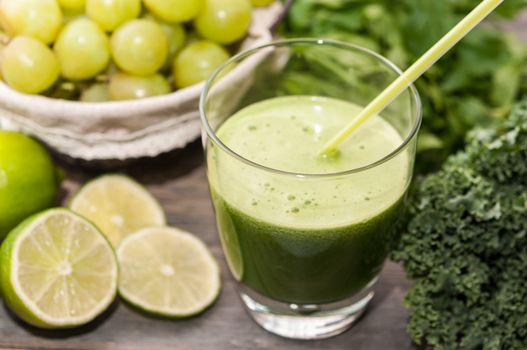 Green detox juice with fruits and vegetables