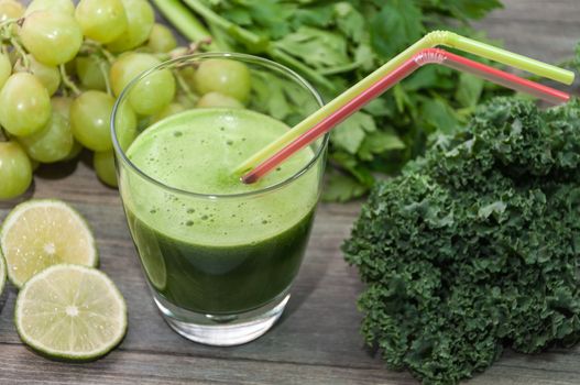 Green detox juice with fruits and vegetables