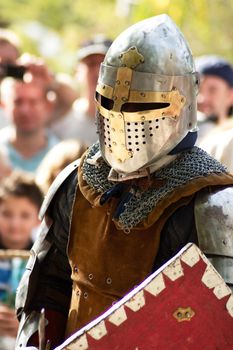 Knigts in medieval show of crusaders in Jerusalem