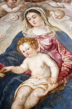 Jacopo Tintoretto: Madonna and Child exhibited at the Great Masters Renaissance in Croatia, opened December 12, 2011. in Zagreb, Croatia