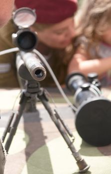 Sniper rifle on army exposition in Israel