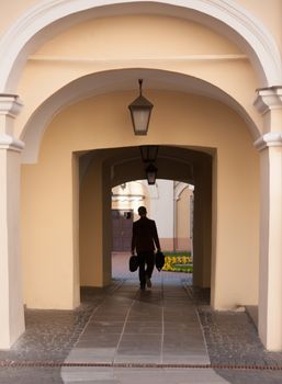 Romantic travel on Vilnius city streets