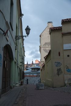 Romantic travel on Vilnius city streets