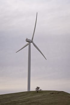 Modern windmills on a rural wind farm