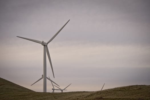 Modern windmills on a rural wind farm