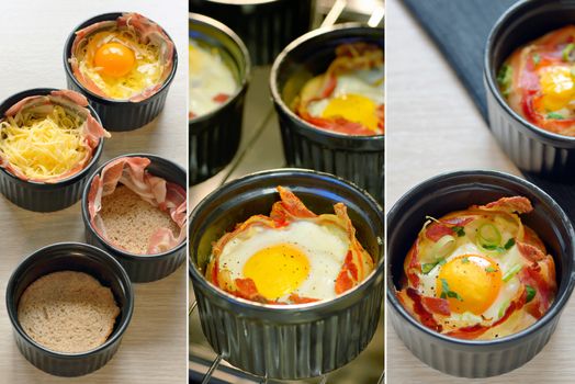 Menu breakfast cups egg with bacon