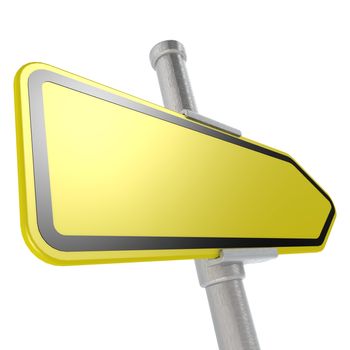 Yellow sign board with white background image with hi-res rendered artwork that could be used for any graphic design.