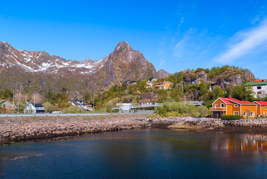 Village on the norwegian island on Lofoten
