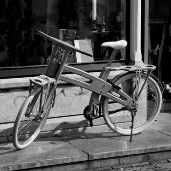 Hand crafted wooden bicycle in Netherlands