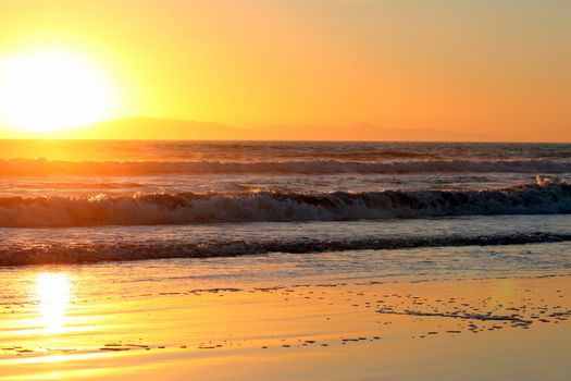 Sunset over the Pacific Ocean in Ventura California.