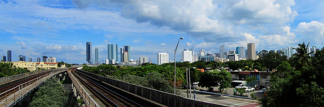 A panoramic illustration of Miami downtown