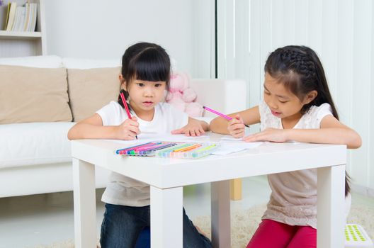 Asian Children Drawing