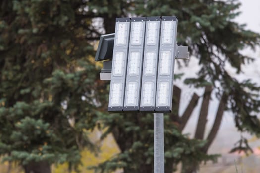 LED lighting lamp upward, consisting of 12 light elements on the street lamppost