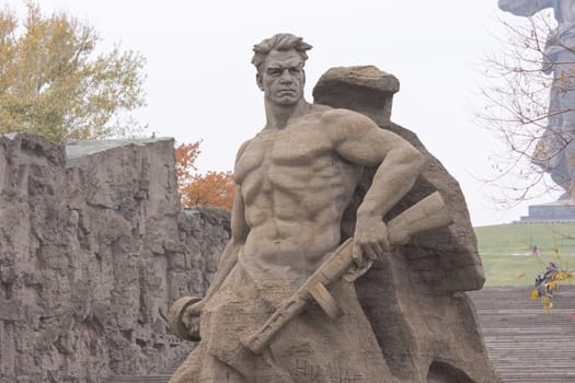 Volgograd, Russia - November 5, 2015: View of the waist sculpture "Stand to Death" in the square stood the death of historical and memorial complex "Heroes of the Stalingrad Battle", Volgograd