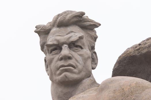Volgograd, Russia - November 5, 2015: The head of the sculpture "Stand to Death" in the square stood death-historical memorial complex "To Heroes of the Battle of Stalingrad", Volgograd