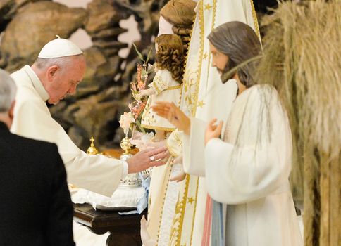 CITE DU VATICAN, Vatican City : Pope Francis addresses a weekly general audience in Paul VII hall at the Vatican, on January 13, 2016.