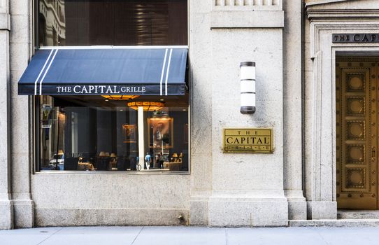 NEW YORK, USA - JULLY 11, 2015 : Luxury restaurant in Wall street district where buisnessmans and traders are coming for lunch or dinner. New York city, USA