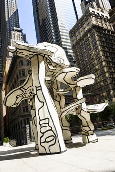NEW YORK, USA - JULLY 11, 2015 : Group of Four Trees sculpture by Jean Dubuffet in the front of Chase Building in Lower Manhattan on July 17, 2014. Jean Philippe Arthur Dubuffet was a French painter and sculptor