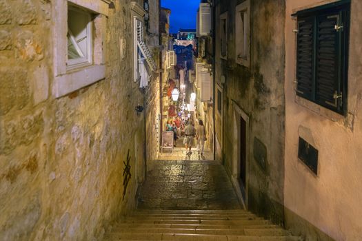 DUBROVNIK, CROATIA - SEPTEMBER 08, 2013 - Stairs leading down to the old town and  historic center of Dubrovnik