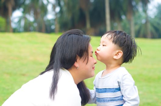 Asian mother and son