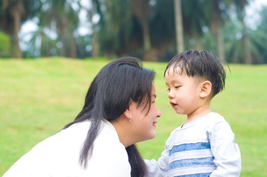 Asian mother and son