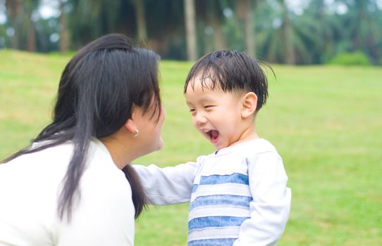 Asian mother and son