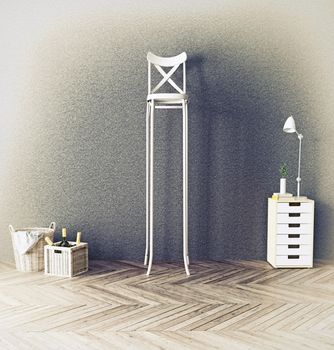 long chair  in the room. 3d concept