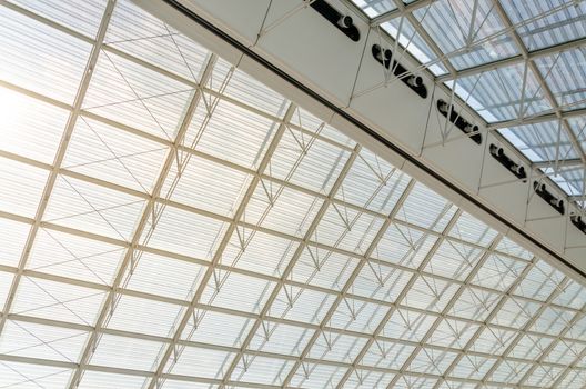 Futuristic Roof Structure Detail of Charles de Gaulle airport in Paris, France