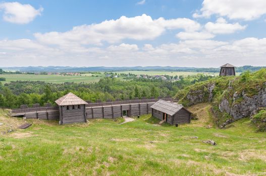 Old settlement on Birow mountain near Ogrodzieniec in Poland