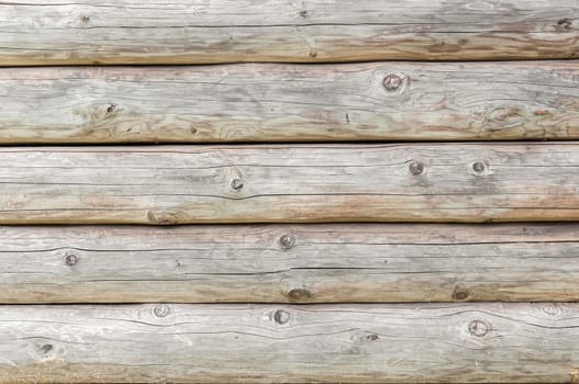 Old wooden wall made of logs as a background