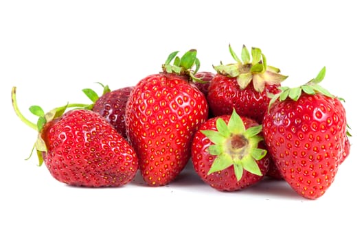 Heap of strawberries isolated on white background