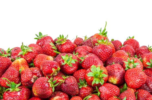 Heap of strawberries isolated on white background with clipping path