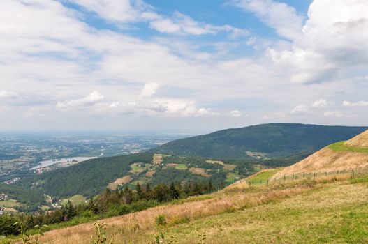 Mountain range of Little Beskids. View from Zar mountain