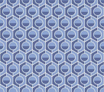 hexagonal with a circle in the middle of a textile pattern blue
