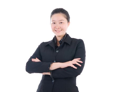 Smiling Southeast Asian Business woman over white background