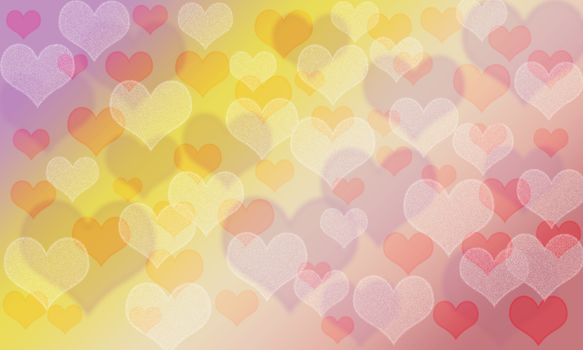 Heart pattern bokeh colorful background; joyful pallete color