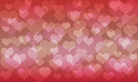 Heart pattern bokeh colorful background; joyful pallete color