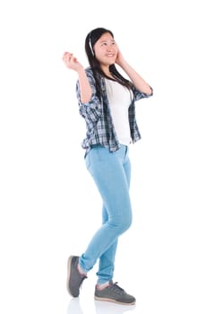 Young woman with headphones listening music