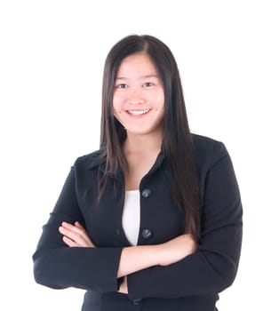 Smiling Southeast Asian Business woman over white background