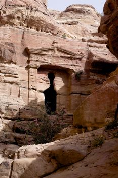 Tourist vacation in nabatean town Petra, beduins experience, Jordan