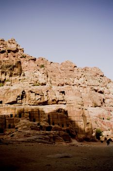 Tourist vacation in nabatean town Petra, beduins experience, Jordan