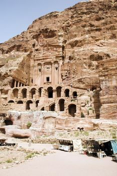 Tourist vacation in nabatean town Petra, beduins experience, Jordan