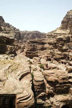 Tourist vacation in nabatean town Petra, beduins experience, Jordan